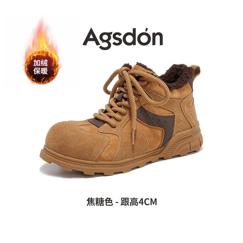 Augu Lion Standing Gao Zapatos casuales de terciopelo para mujeres 2025 nuevas botas de nieve de otoño y invierno zapatos de algodón de capacitación al aire libre