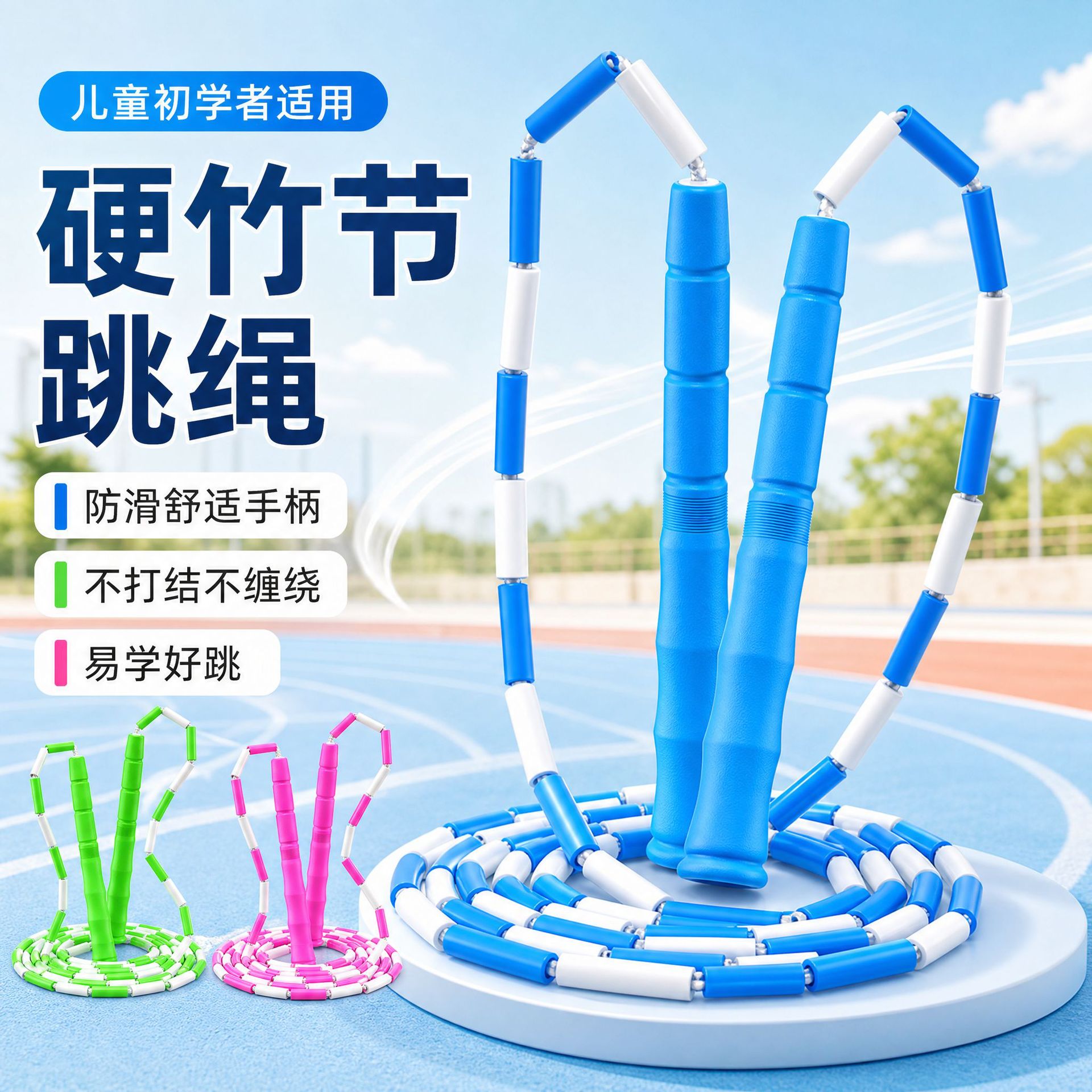 硬竹节跳绳儿童初学者小学专用绳健身运动减脂神器训练花样跳绳