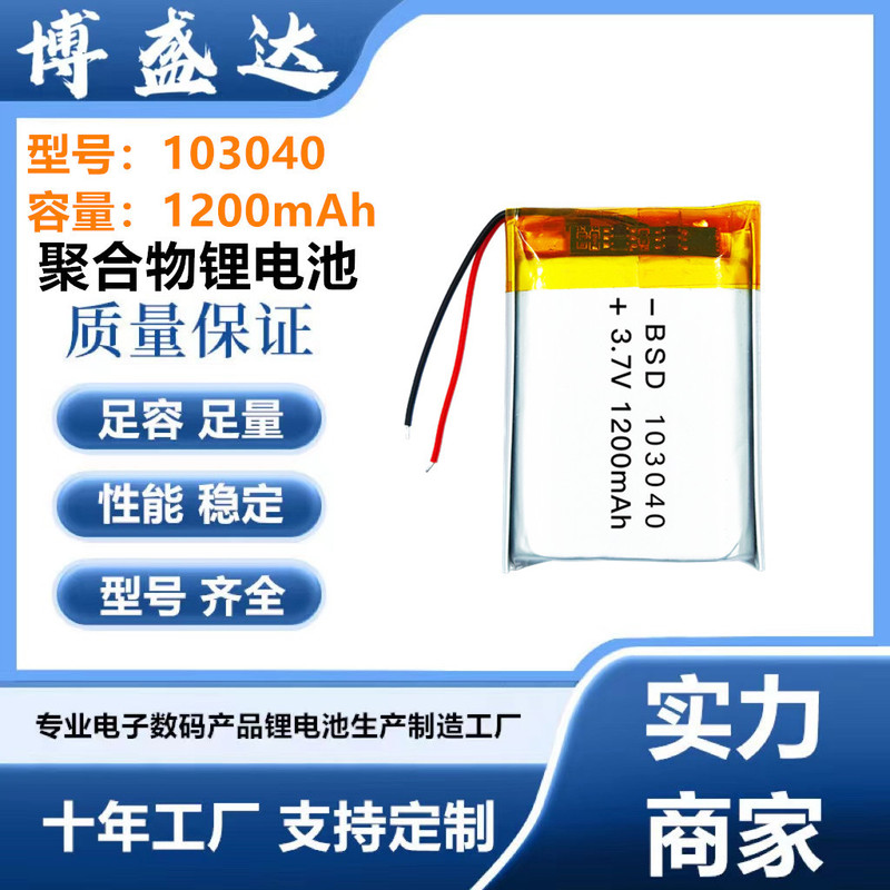 103040 Polymer Lithium Battery 1200Mah Beauty Instrument Air Purifier Led Lamp Battery 3.7V High Capacity
