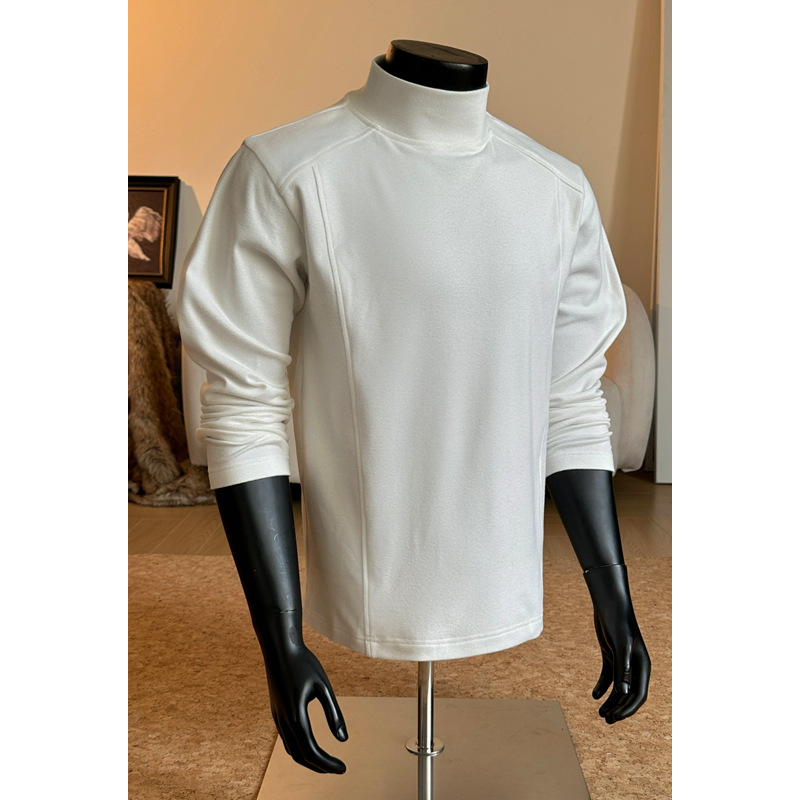 Half-high Collar Double-sided Thermal Long-sleeve T-shirt For Men, Autumn And Winter American-style Cleanfit Base Layer_voghion.com