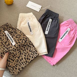2025 Summer New Summer Boys Pants Children's Shorts Pants Korean Children's Leopard Print Pants in stock
