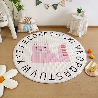 Cross-Border Export Ins Style Kidsren's Cartoon Crawling Mat Foldableable Drawstring Storage Floor Mat Baby Game Mat Blanket (Avtomobil döşəmə paspasları) - kitten-diameter-145150cm-about-095kg