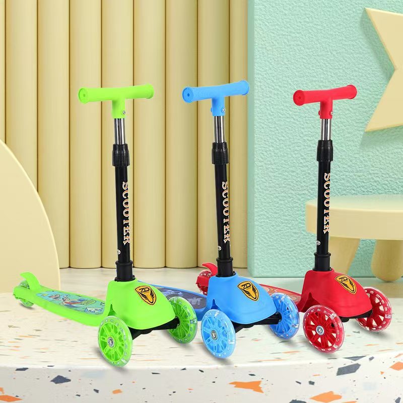 Gift Folding Kidsren's Scooter 2-8 Years Old Three-Wheel Flash Bicycle Baby Scooter Toy Stroller Manufacturer
