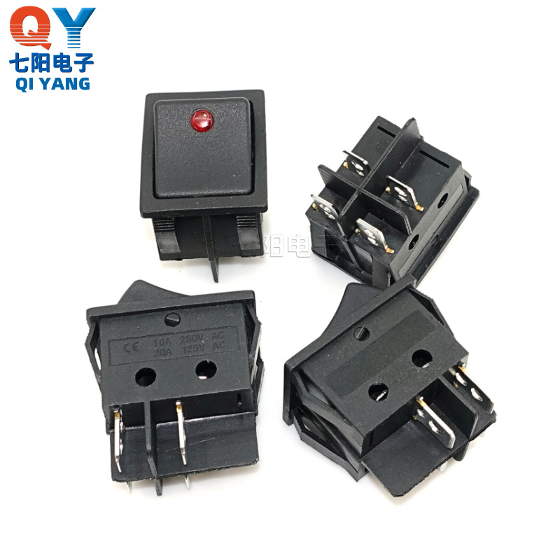 直销KCD4带猫眼四脚船型开关 双耳朵 带灯翘板开关25*32电源开关