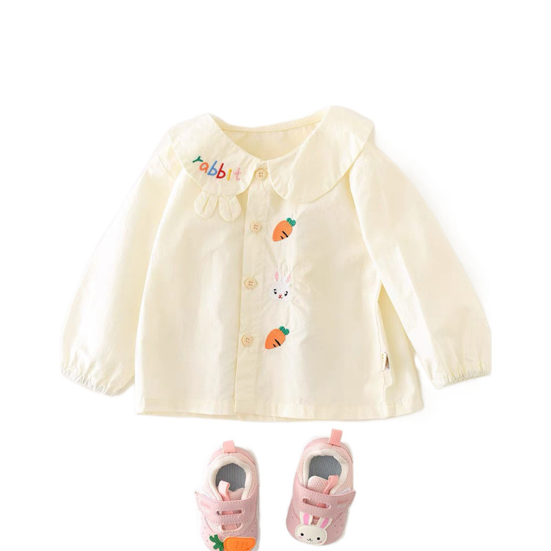 女の子のおしゃれな薄手の2025年新作子供服長袖ベビーラペルトップドールシャツ子供用シャツ|undefined
