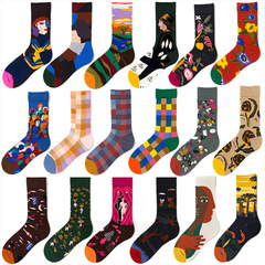 Men's and women's AB version trendy ins fashionable colorful asymmetric versatile couple's new long-tube cotton socks