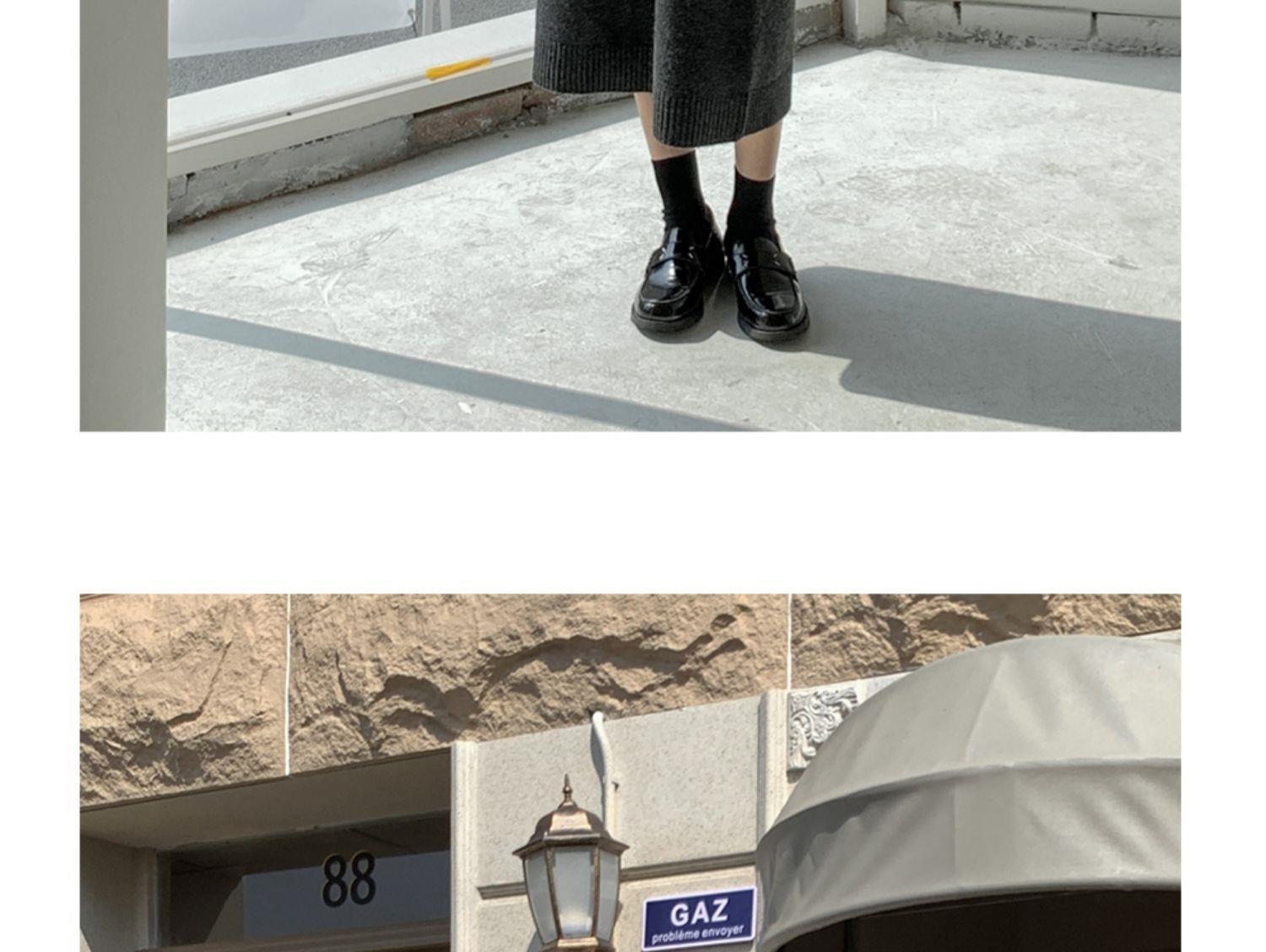 Polokragen Unterrock Herbst Winter, gepaart mit Mantel, lang knielang, fauler Stil, lockerer und dicker Pullover, gestrickt_voghion.com