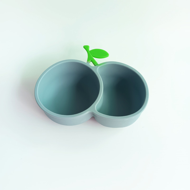 Nuevo creativo caja de inmersión dividida taza de salsa condimento ventosa poderosa para niños bolos de alimentos suplementarios lindos bolos de silicona de cereza