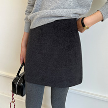 衣夫 高腰显瘦毛呢半身裙女冬韩版百搭A字裙加厚短裙3733