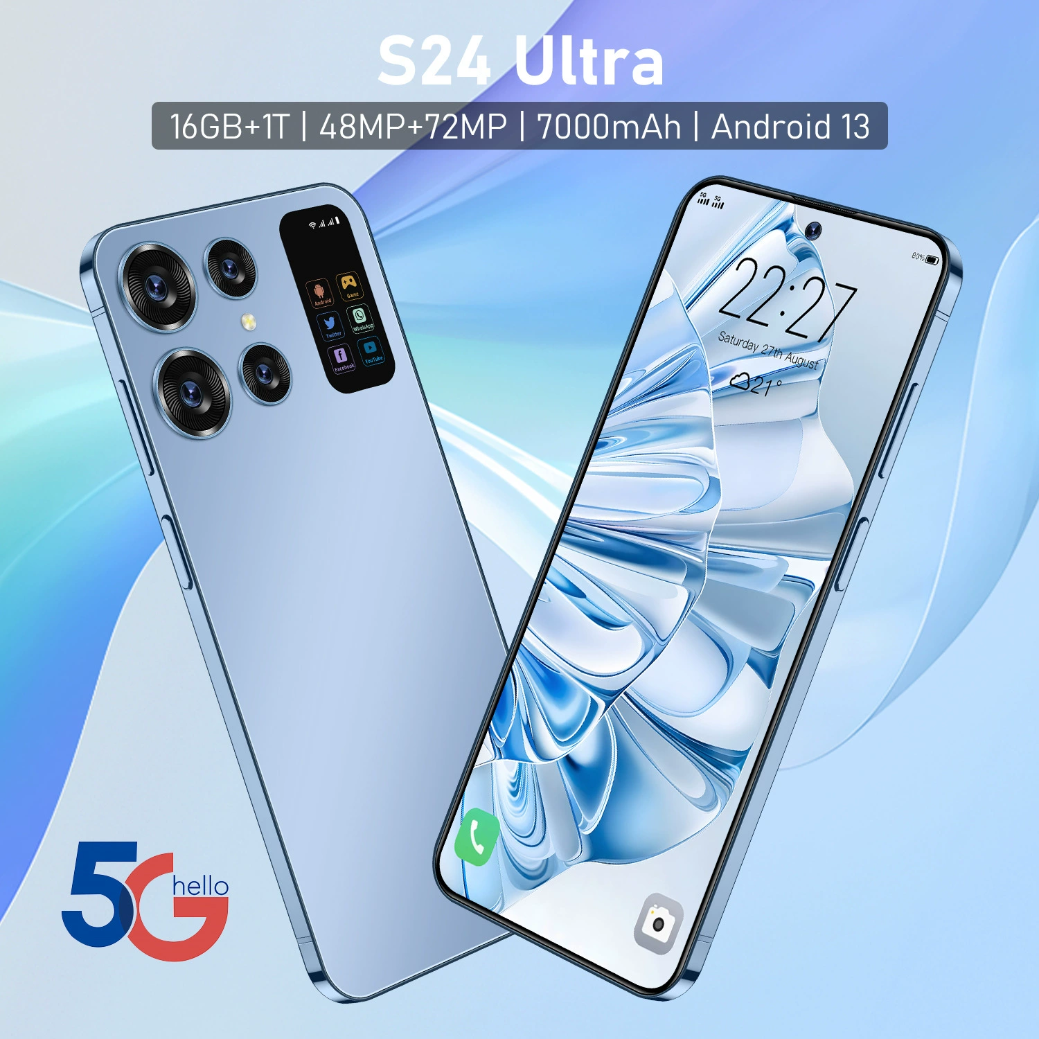 Кросс-бордер взрыв S24ultra смартфон 7,3-дюймов Incell (2+16) Android 3G завод OTG внешний торговый
