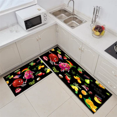 Avtomobil döşəmə paspasları — Water-Absorbent and Oil-Proof Cartoon Kitchen - fruit-competition-40x-60cm-one-piece