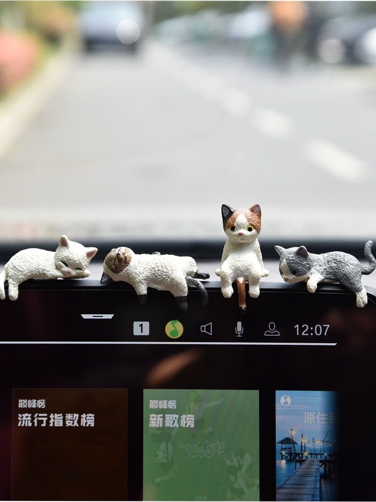 자동차 중앙 제어 화면 자동차 엎드린 장식 고양이 인형 자동차 액세서리 백미러 컴퓨터 모니터 JINBO