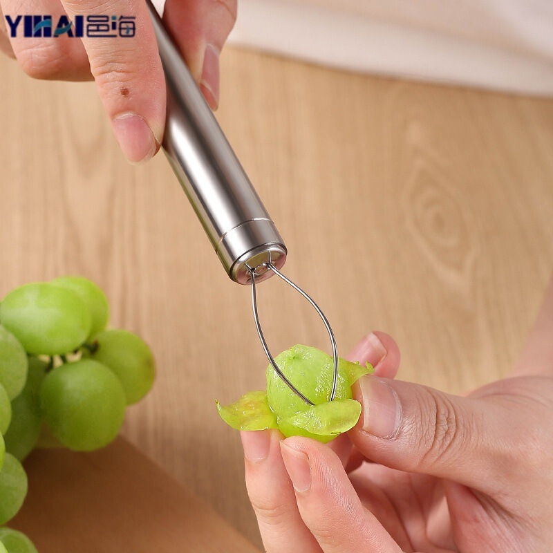 304不锈钢双头葡萄去皮器提子去皮挖肉工具 水果扒皮挖肉刀去皮器|undefined
