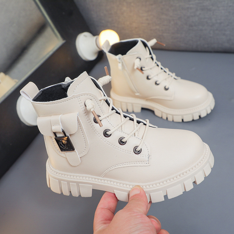 Kid's Clothing Girls fashion short boots new winter boys all match Martin boots children's simple schoolbags two cotton boots_voghion.com