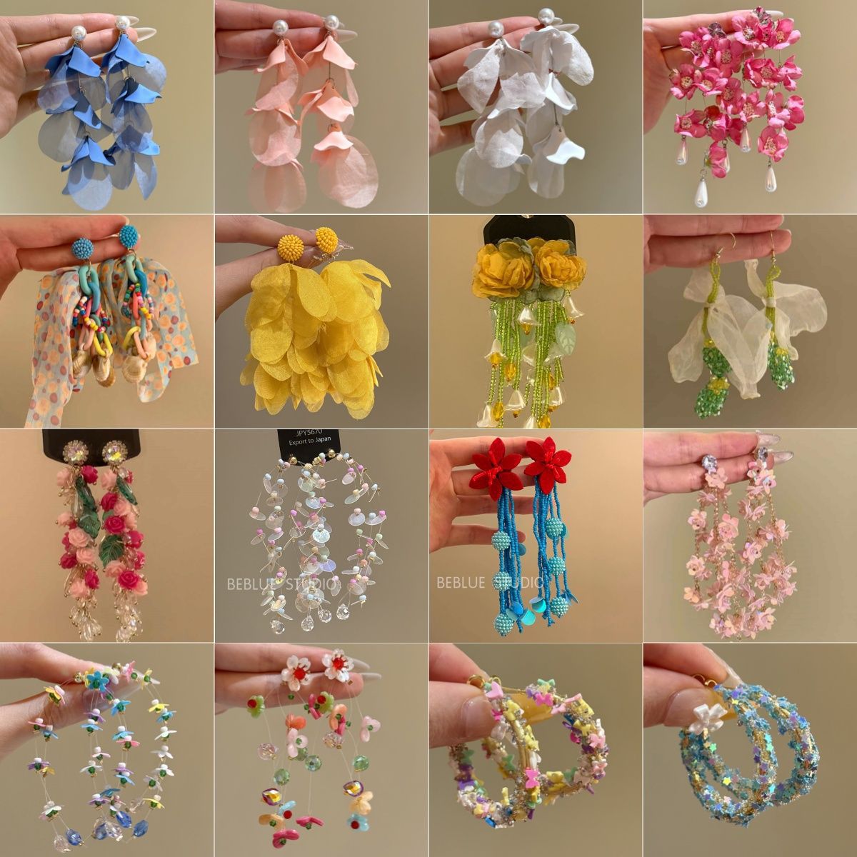 Whimsical~Colorful Dopamine Fabric Beaded Earrings for Women, Beach Vacation Style Ear Clips