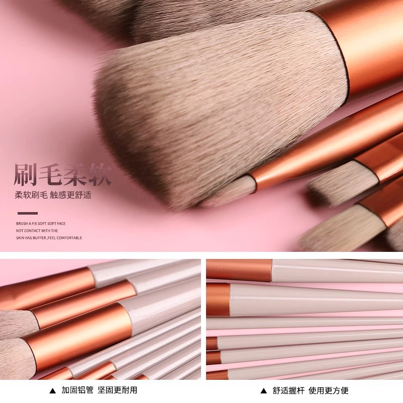 Juego de pinceles de maquillaje, pincel de sombra de ojos, base de maquillaje, rubor, juego de corrector de alto brillo, juego completo de herramientas de pincel, cabello suave genuino