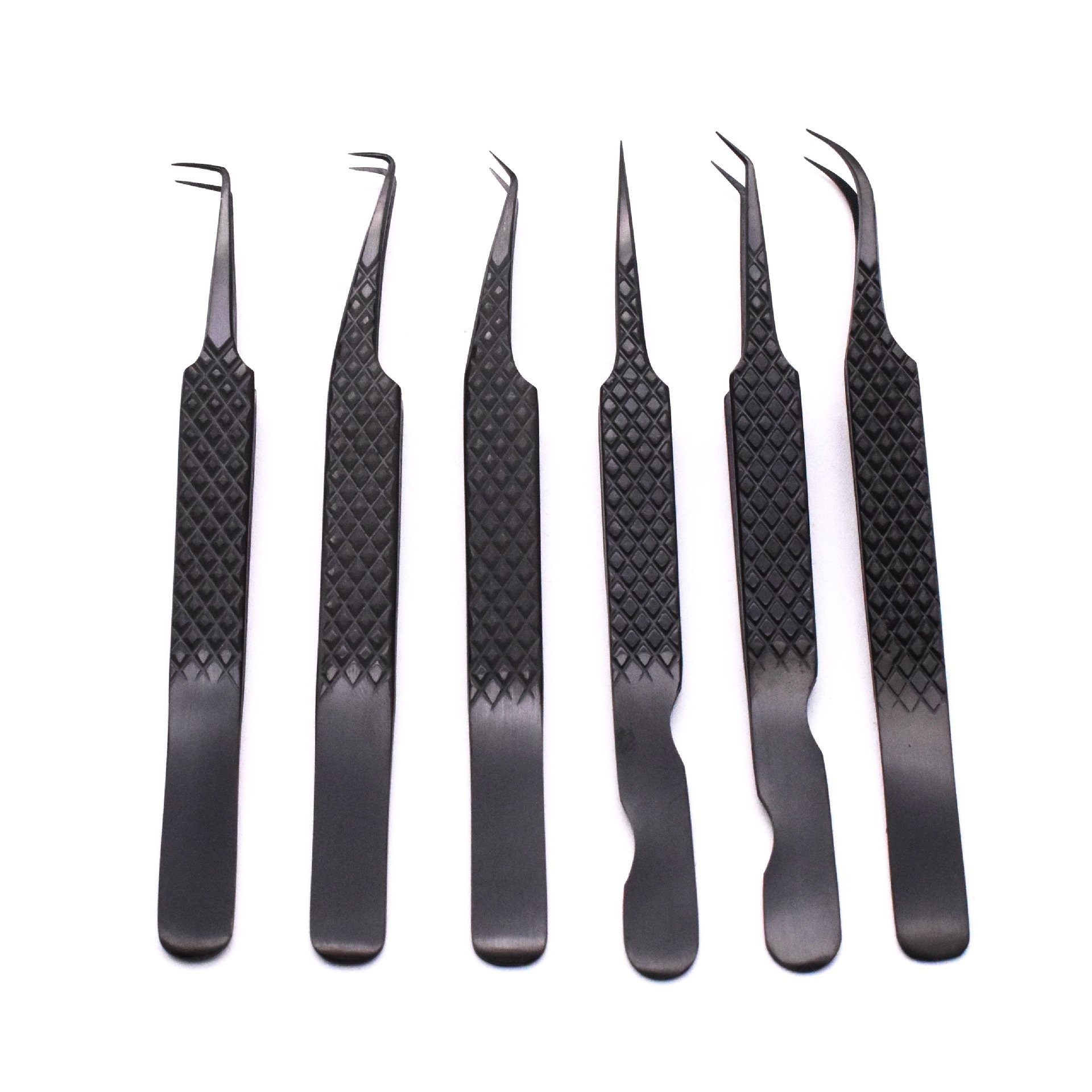 厂家供应高档嫁接睫毛开花黑色镊子高精密304不锈钢纤维头fiber