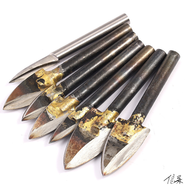 核雕刀核桃精雕机电动白钢雕刻刀双刃尖刀剑型刀牙机根雕木雕工