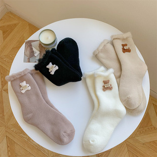 Thickened Cashmere Socks for Women in Autumn and Winter Cute Velvet Home Warm Moon Socks Plush Winter Snow Socks