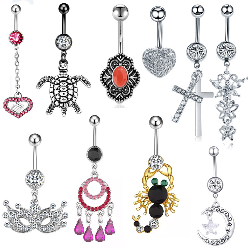 Piercing de umbigo estilo europeu e americano para mulher_voghion.com