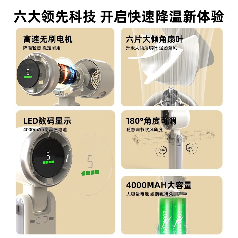 屋外ハンドヘルド小型ファン USB デスクトップ氷湿布 USB デスクトップファンブラシレスモーターハンギングネック風クロスボーダー N607|undefined