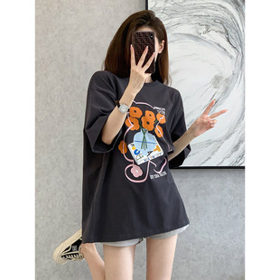 Maternity Wear Cotton Short-Sleeved T-Shirt for Women 2025 Summer New Style Mid-Length Large Size Fat mm Korean Style Casual Bottoming Shirt