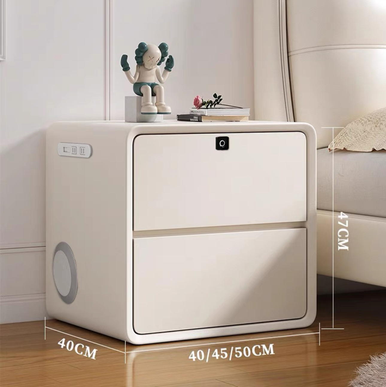 크림 화이트 [지문 잠금 장치 + 블루투스 스피커 + USB]