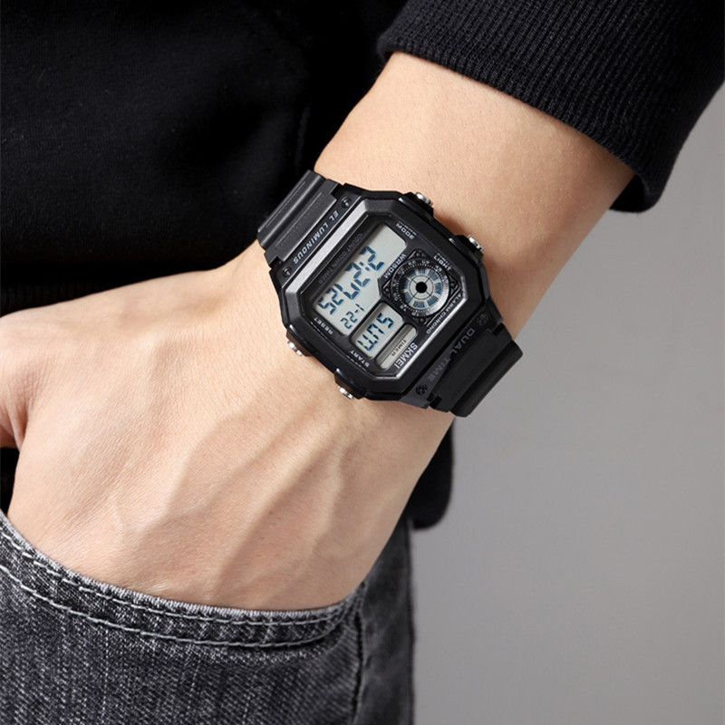 Skmei nueva cáscara transparente sensación de hielo deportes al aire libre estudiante reloj electrónico impermeable multifuncional reloj de moda para hombres y mujeres