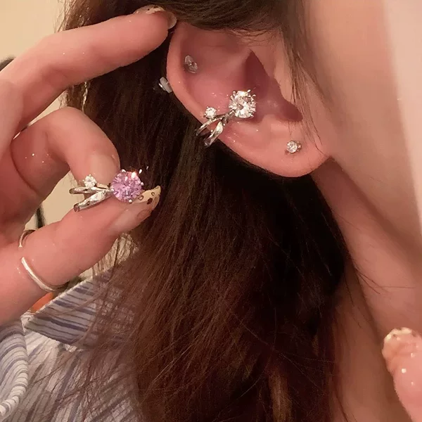 Exquisite Small Bulb-Shaped Zircon Ear Clips for Non-Pierced Ears, Unique and Stylish, with a High-End and Luxurious Feel, Women's Earrings