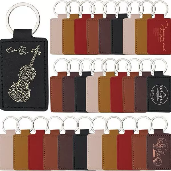 Cross-Border Hot-Selling Pu Leather Keychain, Multi-Color DIY Laser Pendant, Gift, Car and Bag Accessories
