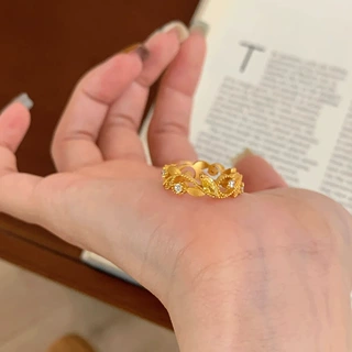 法式轻奢复古精致拉丝藤蔓戒指女小众设计高级感时尚百搭戒子指环