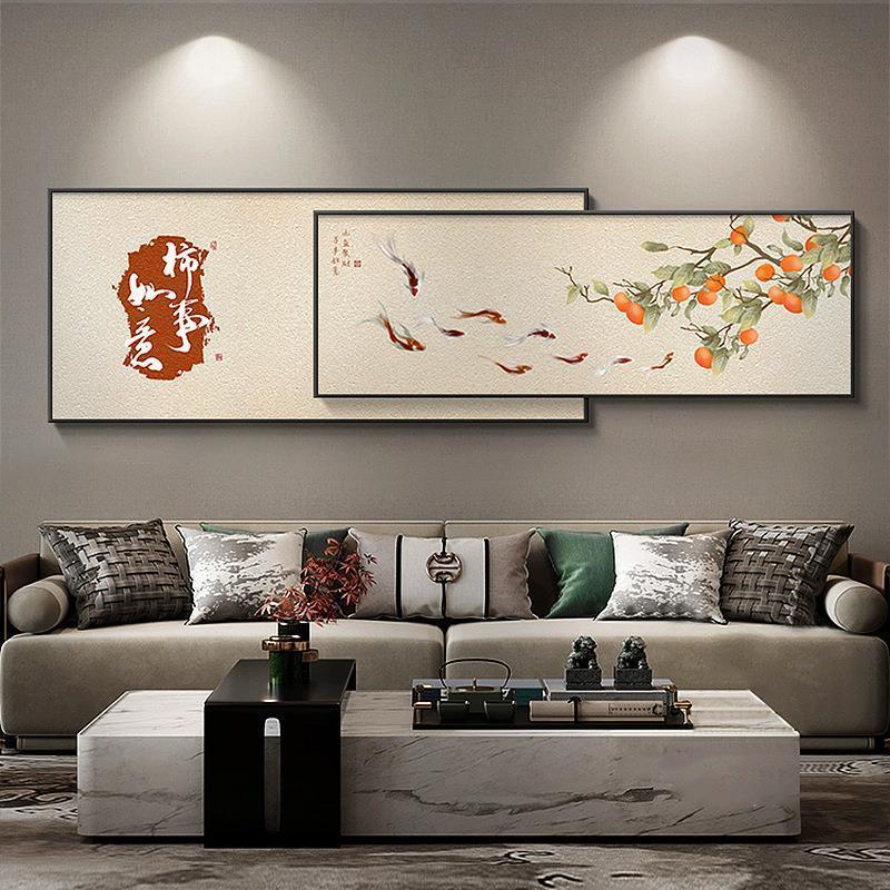 柿如意の中国風リビングルーム装飾絵画、万事興ソファの前景壁掛け絵画、雰囲気のあるベッドサイド壁画|undefined
