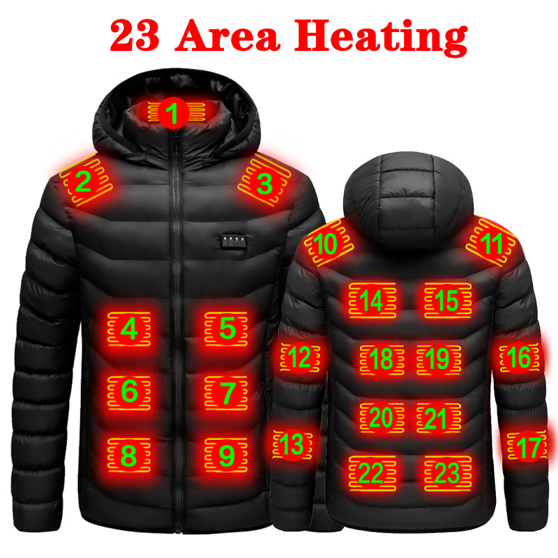 2 Zone 4 calefacción eléctrica abrigo de algodón acolchado USB carga térmica abrigo acolchado de algodón Distrito 9 calefacción inteligente abrigo acolchado de algodón con capucha invierno de los hombres engrosada zona