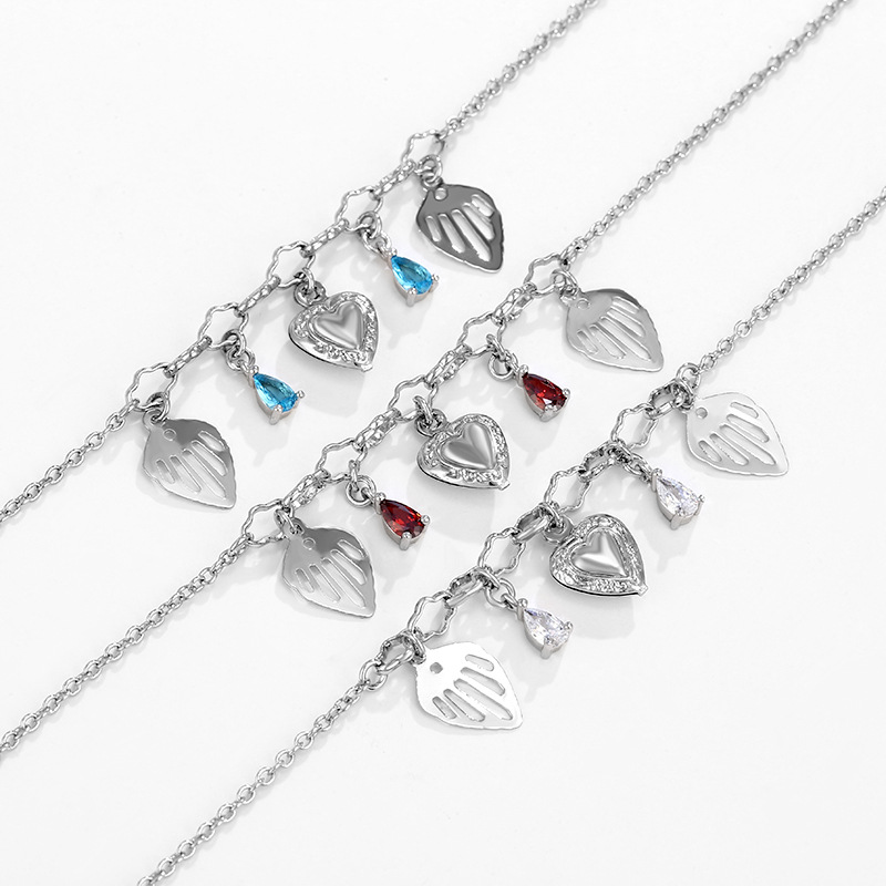 Pulseras de tobillo Xuping al por mayor, joyería europea y americana de aleación chapada en oro con diseño de corazón, hoja y llave, con circonita, moderna y versátil.