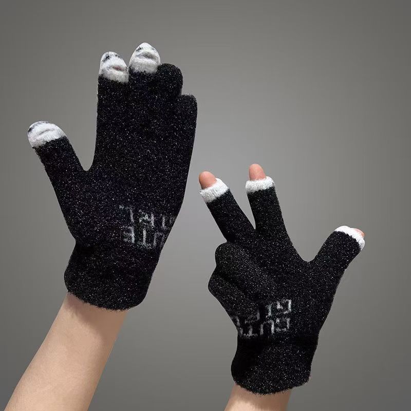 Winter Warm Bean Fish Gloves For Female Winter Students Writing In Class Cute Anti Pilling Touchscreen Gloves_maomaolike.com
