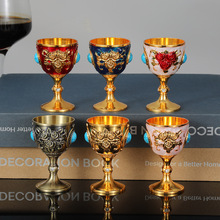 热销玫瑰花高脚杯金色杯子酒宴小酒杯茶供水杯圣水杯酒具装饰摆件