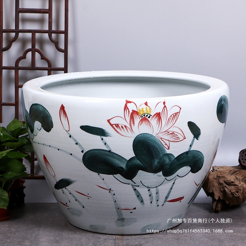 庭院大缸景德镇水缸金鱼缸荷花碗莲睡莲盆乌龟缸酒店半价陶瓷中国|undefined