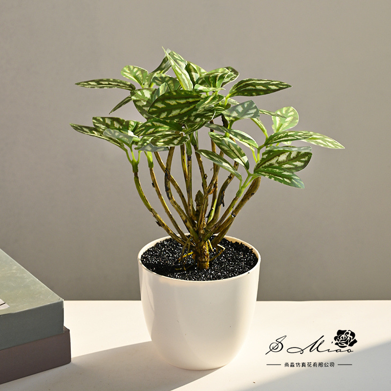 Simulación de flores falsas plantas verdes de alta calidad pequeñas plantas bonsai decoración creativa decoración de la sala de estar del hogar simulación de maceta