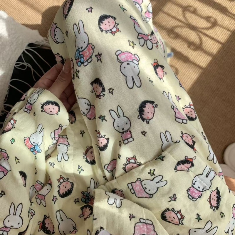 奶黄米菲兔！全棉双层纱家居服女翻领长袖长裤睡衣套装可外穿|undefined