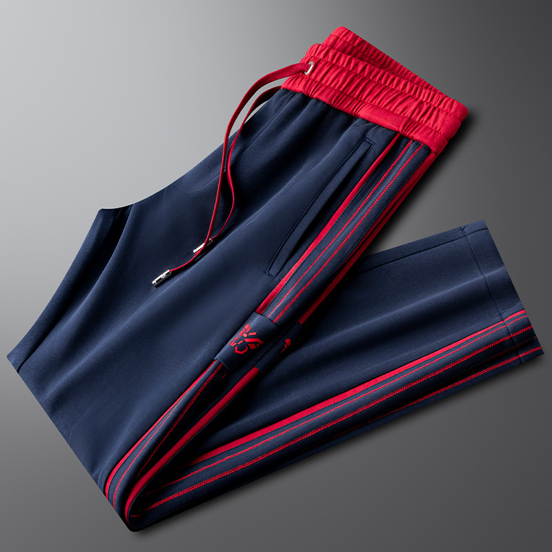 Fashionable Color-Block Striped Butterfly Print Straight-Leg Casual Pants for Men, 2026 New Autumn and Winter Comfortable and Stylish Sweatpants