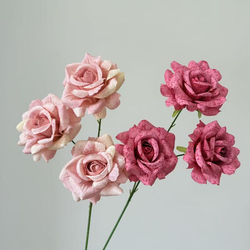 3 Artificial Snowflake Roses for Wedding Ceremony Hall Decoration, High-End Realistic Floral Art Fake Flowers