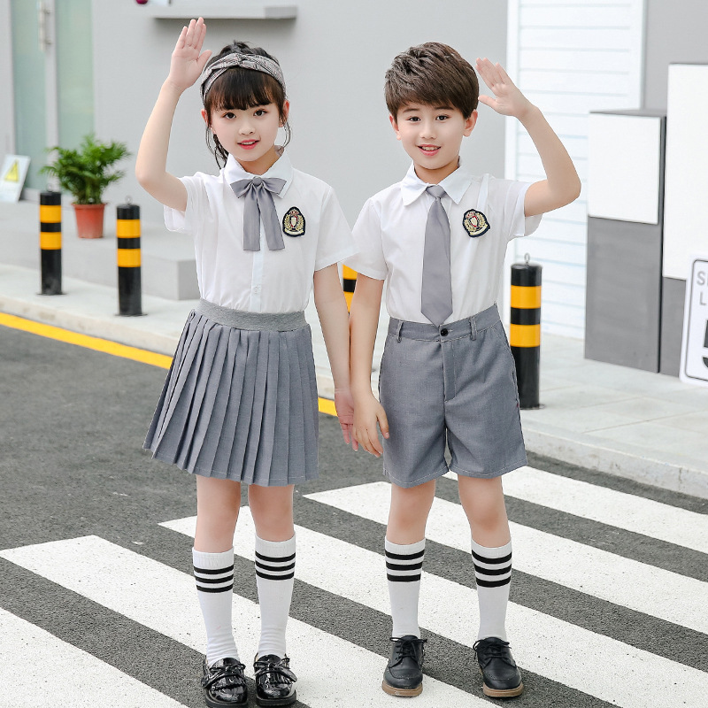 幼兒園園服夏裝小學生校服套裝英倫風兒童班服畢業照合唱演出服裝