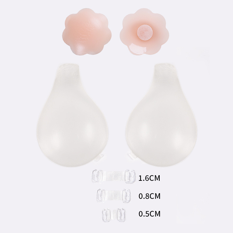 버클 + 유방 페이스트가있는 투명한 색상 (3 버튼)