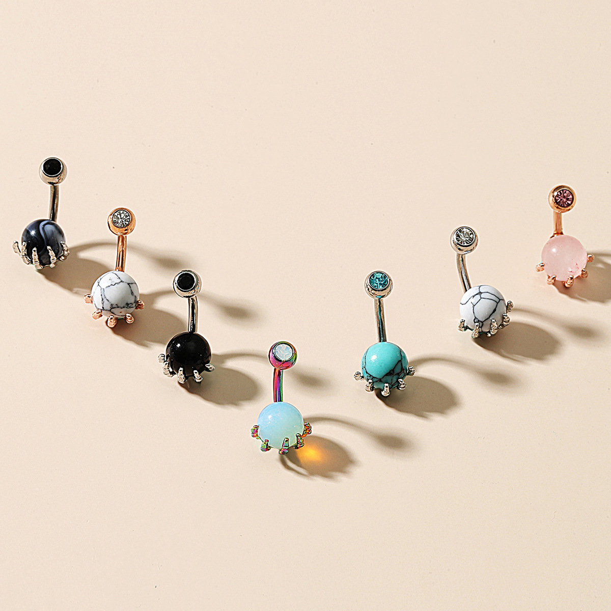 Neu eingetroffen: Totenkopf-Piercing mit Handgriff, runder Bohrer, verschiedene Farben, Bauchnabelpiercing, türkisfarbene Proteinkugel_voghion.com