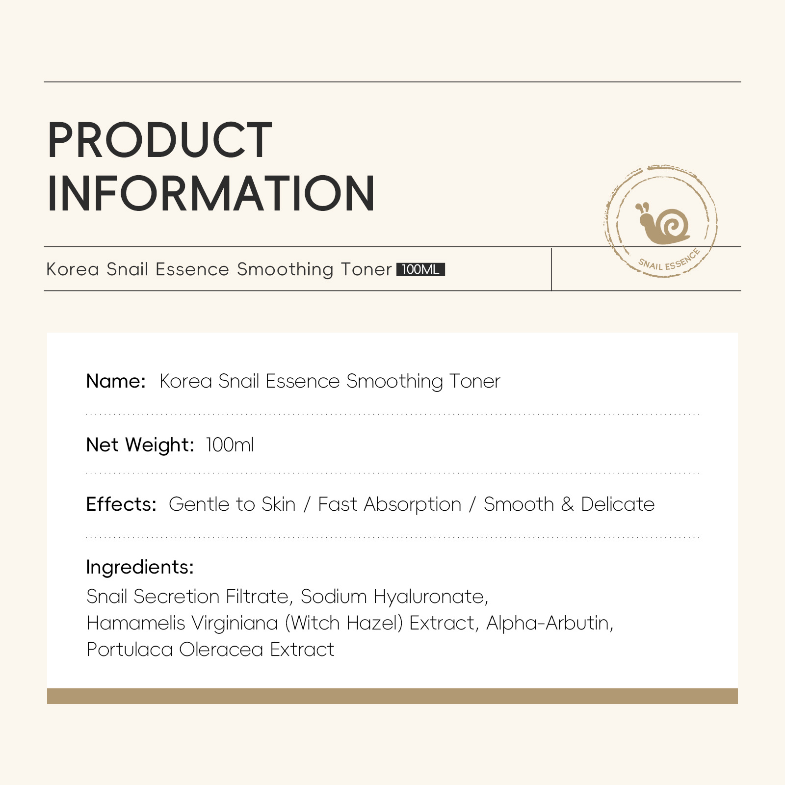 Cross-border LAIKOU Korean Snail Essence Toner 100ml Hydrating and Moisturizing Manufacturer in stock undefined