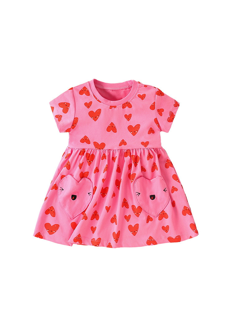 Malwee vestido infantil de verano nuevo vestido infantil europeo y americano vestido de princesa de estilo extranjero vestido de cuello redondo vestido de niña de manga corta