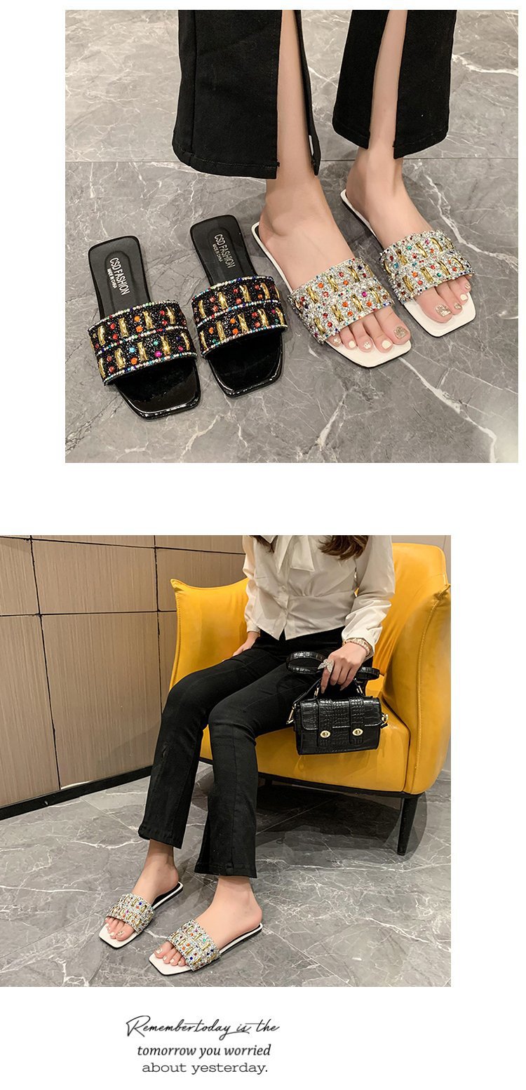 Sommer neue voller Diamant flache Unterseite Hausschuhe modische Sandalen Frauen, Outdoor-Strandschuhe für Frauen_voghion.com