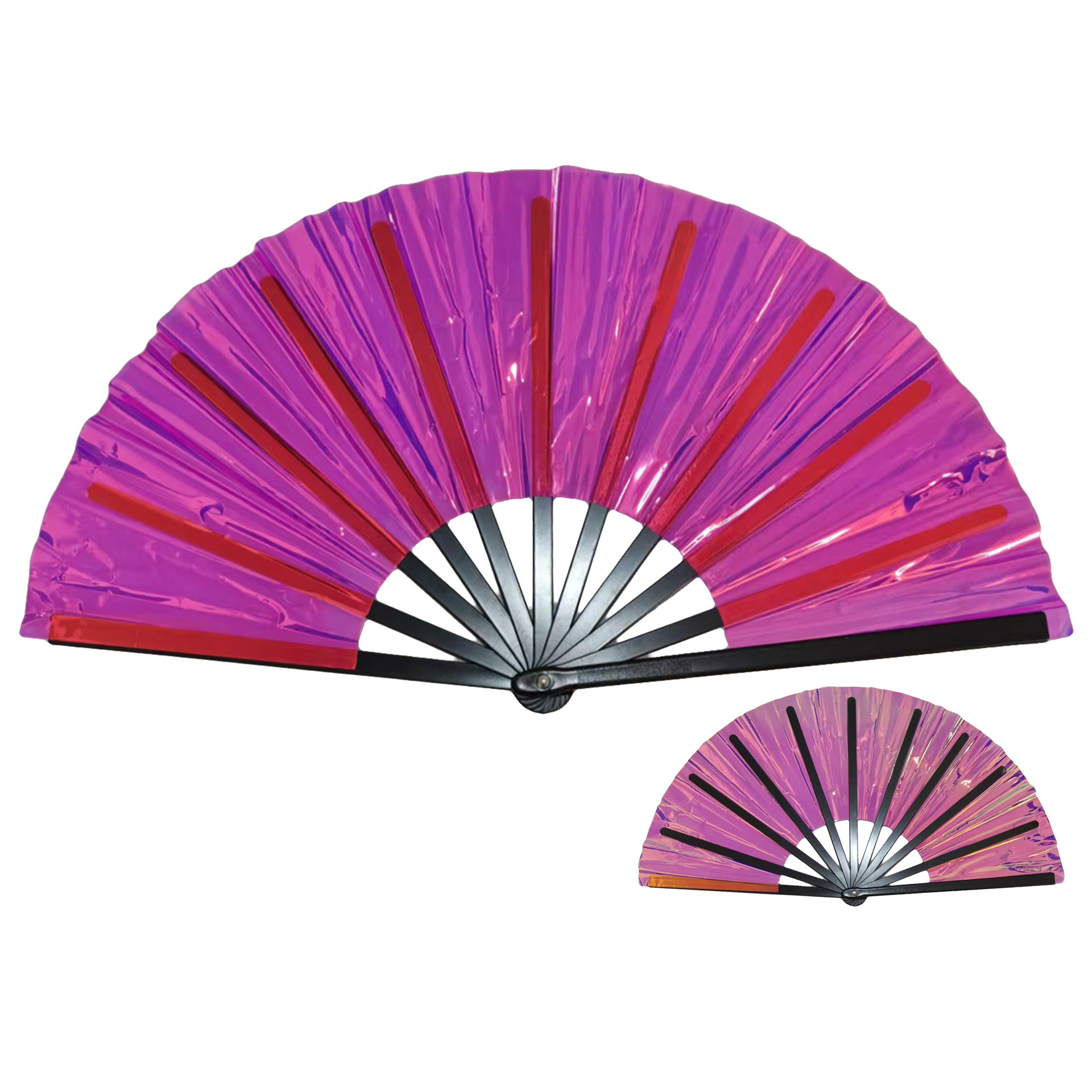 Abanico Plegable de Kung Fu de 33 cm de Plástico para Danza y Artes Marciales