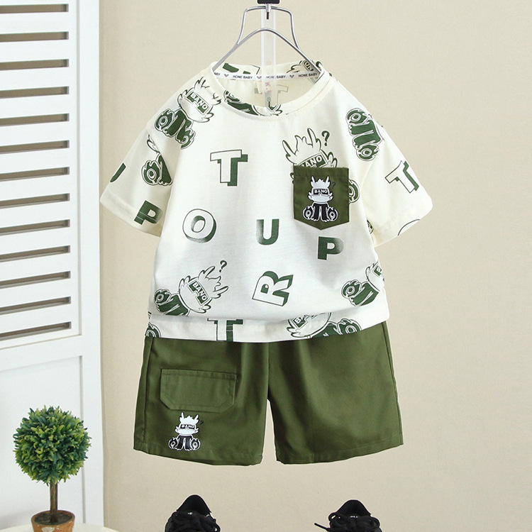 7869 traje de verano para niños 2025 nueva ropa para niños guapos verano manga corta ropa de moda de verano para niños y bebés