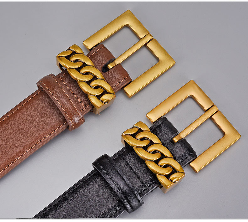 Women's Belt Leather Alloy Buckle Versatile Accessory For Jeans_voghion.com